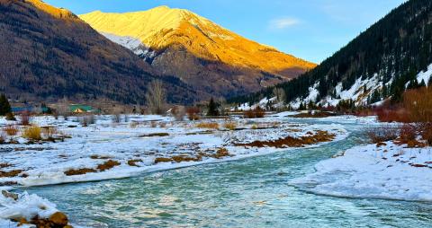 The low snow winter season so far has offered lots of ice on edges of Animas River photo by DeAnne Gallegos