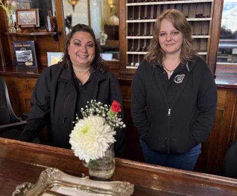 photo by DeAnne Gallegos Grand Imperial Hotel manager Leslie Henderson and Mariah Horton are ready for train season