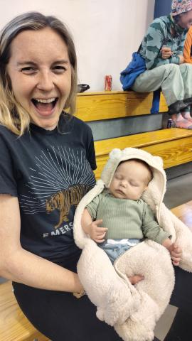 The youngest Silverton Miner's fan joined the basketball fun on Saturday. Theodore John Blue was born at Mercy Hospital on March 11, 2025, to Sophie and Ben Blue. He weighed 6lbs 11 oz.