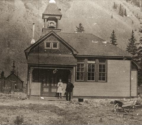 Eureka School in 1904, taken from Animas Street, looking east showing the front of the building San Juan County Historical Society photo