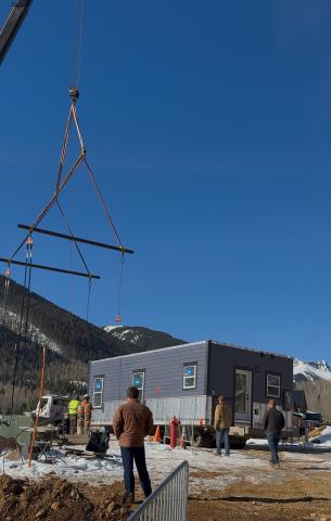 Fading West stages unit in place for crane Photo by DeAnne Gallegos