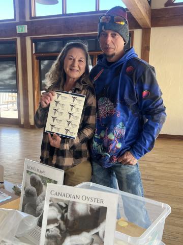Local Mushroom growers Mount Olympus partners Lisa Risoli and Bill Hamm sold a lot of products at the Silverton Winter Farmers Market . Photo credit DeAnne Gallegos