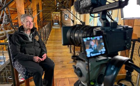 San Juan County Historical Society’s Beverly Rich being interviewed last week for the SJC 150th film photo by David Dibble