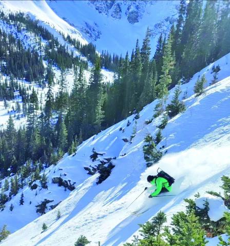 Over the top skiing at Silverton Mountain. Photo credit John Shocklee
