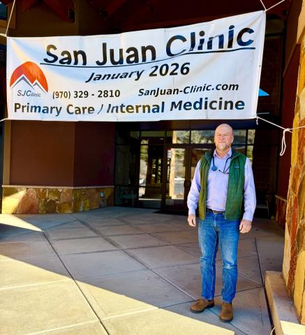 Dr. David Brown, an internal medicine doctor, in front of the newly opened San Juan Clinic North La Plata County satellite office photo by DeAnne Gallegos