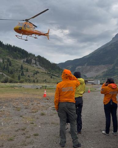 Mercy’s Flight for Life Helicopter transporting the patient southbound photo by DeAnne Gallegos