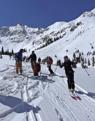 Emma Shaffrick celebrating closing day at Silverton Mountain. Photo provided by Silverton Mountain