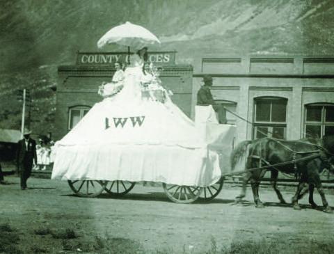Photo courtesy of San Juan County Historical Society The Industrial Workers of the World (Wobblies) float passes by the old San Juan County offices on Reese Street during the Labor Day Parade of 1908. The IWW was founded in 1905 in Chicago by militant unionists including the Western Federation of Miners who opposed the more moderate American Federation of Labor.