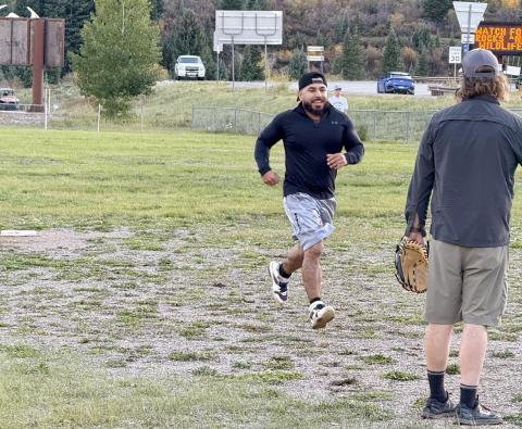 Shory Inzunza helped get the Sunday night community baseball games happening at the town baseball field photo by DeAnne Gallegos