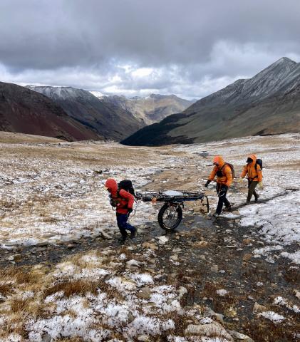 Silverton Medical Rescue team hiked in on the Colorado Trail in the Engineer Mountain area after being dropped off by Flight For Life in the upper mountain landing zone photo by Silverton Medical Rescue