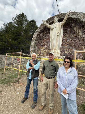 John Richardson, Ken Balleweg, and Patty Dailey have come together to initiate this community driven project to protect the Christ of the Mines Shrine. Photo credit DeAnne Gallegos