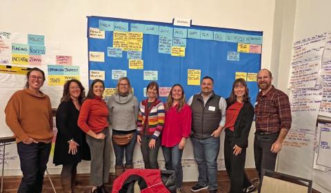 (L to R) Sara Mordecai, DeAnne Gallegos, Dayna Kranker, Melissa Childs, Emily Thorn, Lucy Mulvihill, Jim Harper, Anne Chase, JJ Folsom. Photo credit DeAnne Gallegos
