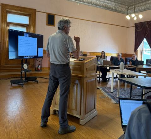 Jim Donovan, Emergency Manager for San Juan County, presented to the Town of Silverton Trustees Monday night they voted 7-0 to enact Stage 1 Fire Restrictions. Photo credit DeAnne Gallegos