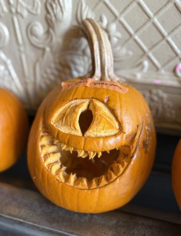 Carved pumpkin at the Coffee Bear was apart of the carving contest. Photo by Melissa Childs