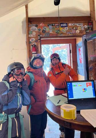 Elsa Smith, Summer Herout, and Jack Klim at Silverton Mountain. Photo courtesy of Silverton Mountain