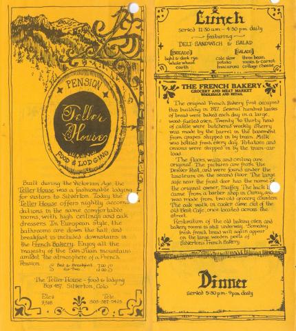 A newspaper reader sent us this vintage Teller House and French Bakery pamphlet. Do you know what year it is from?