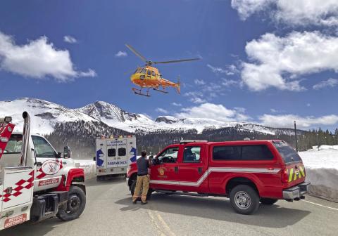 Flight for Life at the Molas Pass parking lot Photo by Silverton Medical Rescue