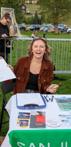Amie Gardiner had a SJC Public Health booth at the arts festival photo by Cracked Compass