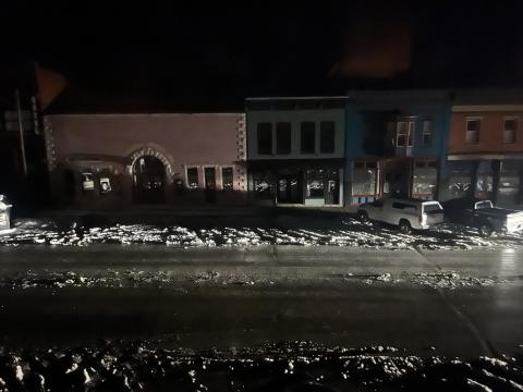 An eerie view of Greene Street in Silverton as the power outage continued into the night. Photo credit Scott Fetchenhier
