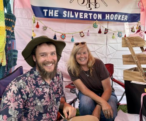 Local Marshell Tompson and his mom feature their art at the Silverton Creates Festival photo by DeAnne Gallegos
