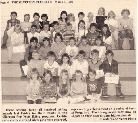 Start them while they are young. Young skiers were awarded for their efforts in the spring of 1986. Photo: From the March 6, 1986 Edition of the Silverton Standard