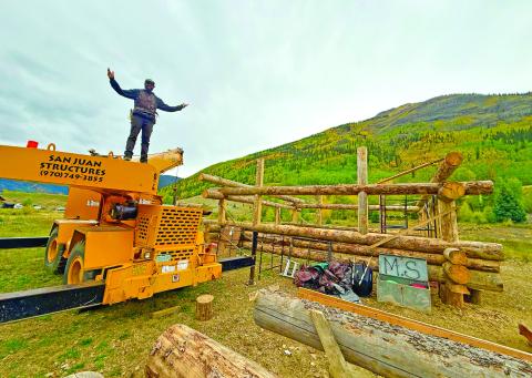Ben Roberts of San Juan Structures worksite just east of Silverton out by the Powerhouse. photo by DeAnne Gallegos