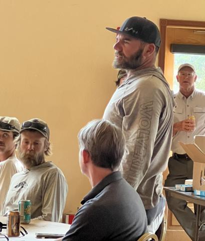 Local Anthony Casternovia who has a local gravel company gives quick update during the BPMD community open house. Photo credit DeAnne Gallegos