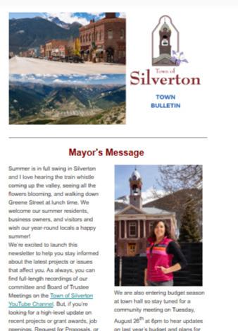 Town of Silverton Starts Newsletter to Keep Community Informed