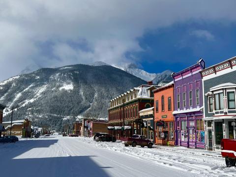 Colorful downtown Silverton is quiet in the early morning after this last round of fresh snow. Photo credit DeAnne Gallegos