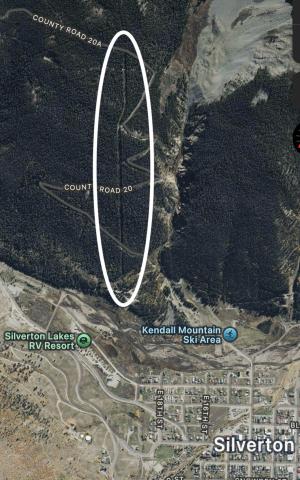 Map of area known as the 'power lines' on Kendall Mountain where the accident took place