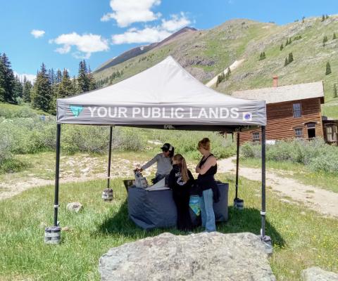 SJMA Alpine Ambassador, Adela Pizarro Conte, provides updates on conditions and provides an overview of the Alpine Loop to some of the many visitors she encounters at Animas Forks during summer weekend