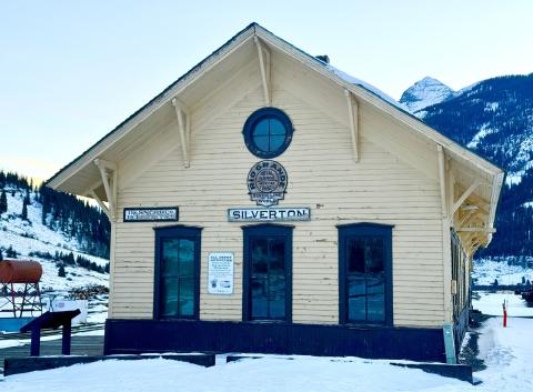 The Silverton Train Depot only has inches of snow in front of it on Sunday January 11th, 2026. photo by DeAnne Gallegos
