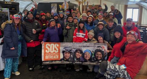 Change-makers gathering at Silverton Mountain to raise funds. Photo provided by SOS Outreach