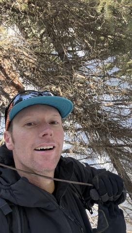 A week later, Ryan Copenhagen returns to the scene where the accident occurred, showing the wire that caused the injury Photo by Ryan Copenhagen