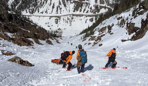 Rescue of injured skier Photo by Silverton Medical Rescue