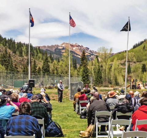 DeAnne Gallegos representing the Town of Silverton at the start of the event at Memorial Park Saturday May 28.