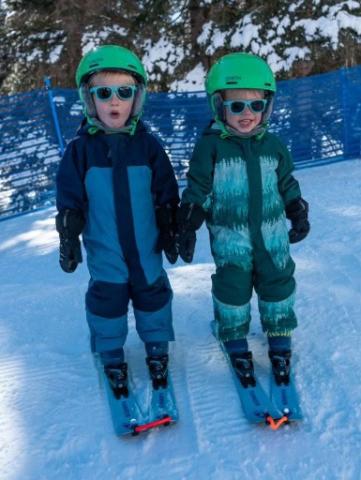 Megan and Calvin Davenport’s twin boy’s first ski in 2024 . Photo credit Megan Davenport
