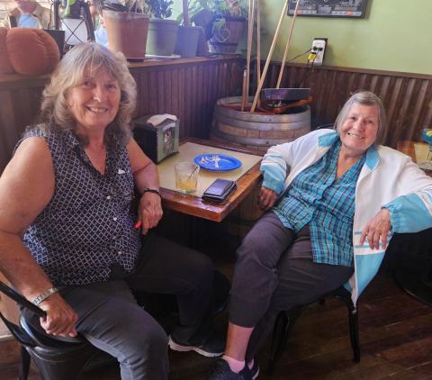 Charla Andreatta and Sue Sanders at Sheriff Steve Lowrance’s community meet-and-greet at the Alpine Tavern on Sunday photo by Alpine Tavern