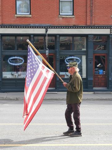 Photo by Jim Harper Silverton Local Veteran Frank Lee marched down Greene Street on Veterans Day.
