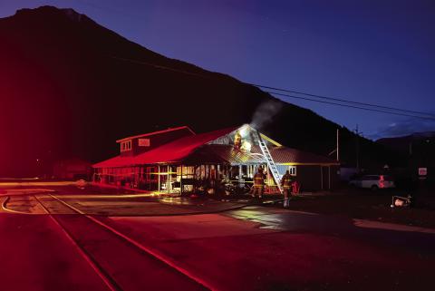 San Juan County/ Silverton Volunteer fire department fight a structure fire in Silverton Square early Wednesday morning. Photo credit of Paul Joyce.