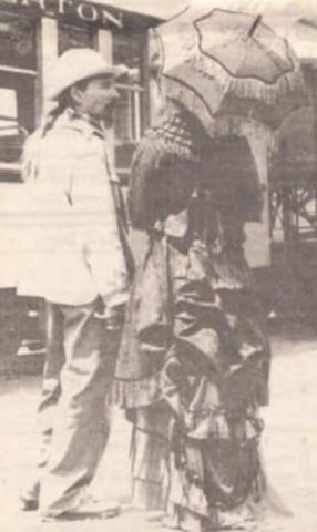 Fred Canfield and Rita Claxton greet the first train.
