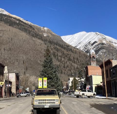 Photo by Hillary Cable The Town of Silverton put up the annual Christmas Tree on 13th and Greene Street. It is starting to feel like the Holidays around town