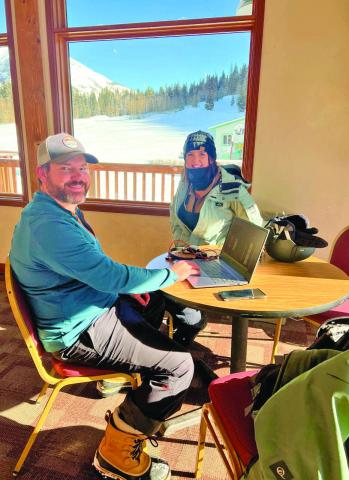 Jayden’s Mom &amp; Dad Patrick and Haley enjoying the cozy ski lodge. Photo by DeAnne Gallegos