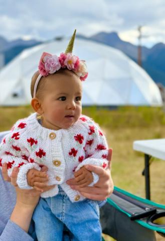 Photo by DeAnne Gallegos Silverton Baby Katrina celebrates her first Silverton fall season with her mom, Meah Mordeci, by wearing a little unicorn hat and a fall sweater.
