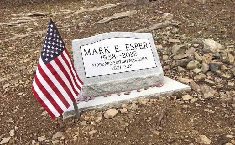 Mark Esper (former editor of The Silverton Standard) receives a flag on Memorial Day for his vigorous defense of the First Amendment and work as a correspondent in war zones. A flag for Mark Esper Photo by Margot Early