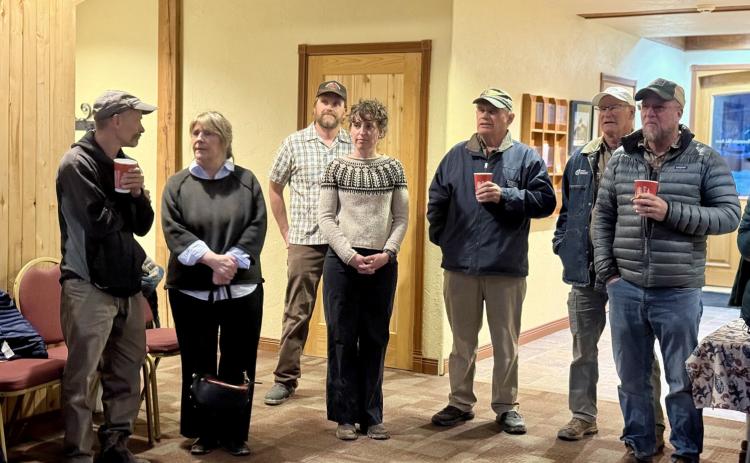 Silverton locals L-R Kevin &amp; Tiffany DeKay, Jared &amp; Elizabeth Stuffings, Terry Morris, Ken Balleweg and Dr. David Brown at the Candidates night photo by DeAnne Gallegos