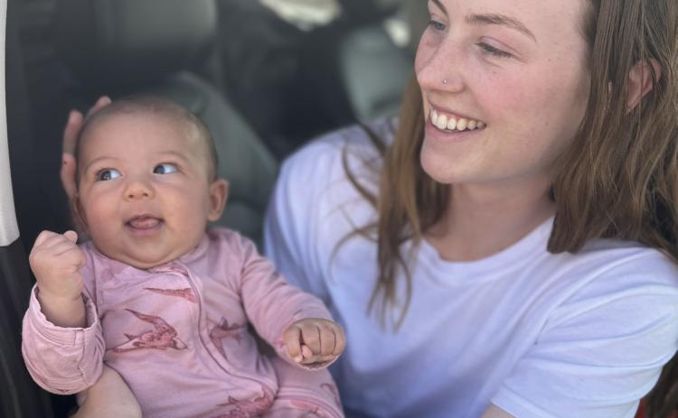 Katrina and her mom Meah take a pit stop in Tuba City where DeAnne Gallegos also was traveling through at the same time. Katrina couldn’t keep her eyes off her Grandma Sara Mordecai. Photo credit DeAnne Gallegos