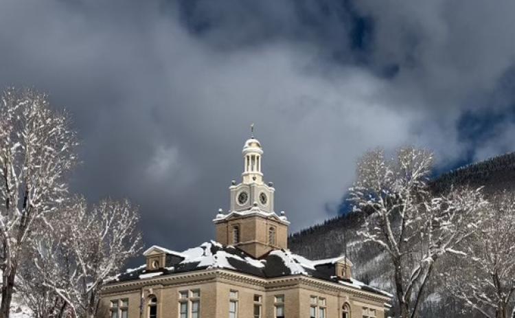 San Juan County Courthouse after recent snowstorm Photo credit DeAnne Gallegos