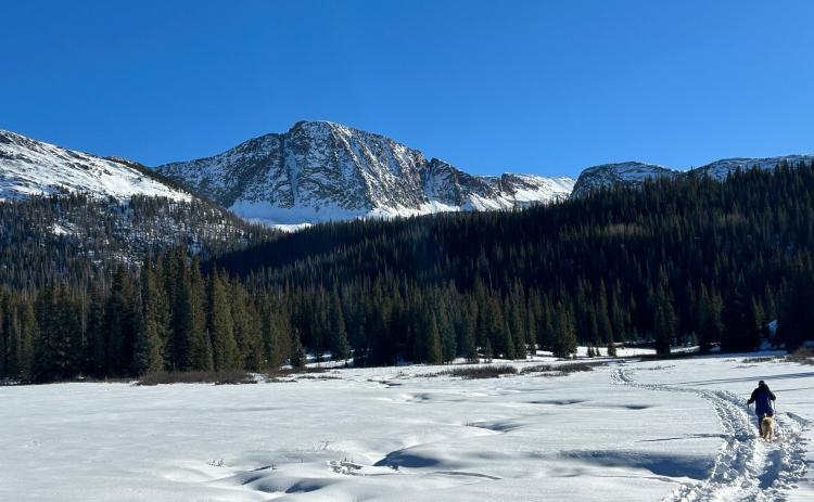 Ski touring beneath Snowden Peak photo by Mary Grizzard