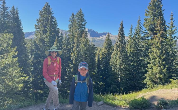 Pat Schmidt and grandson Weston Phillips hiking in the San Juans. Photo credit Zoe Phillips